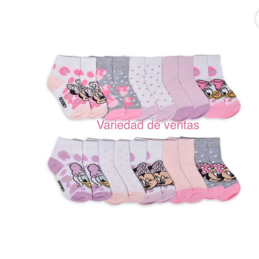 Disney Minnie Mouse Kids Socks Set - Pink, Purple, Gray